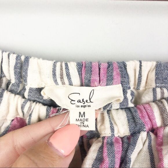 EASEL | Off the Shoulder Vertical Stripe Dress Women’s Size Medium - Picture 6 of 9